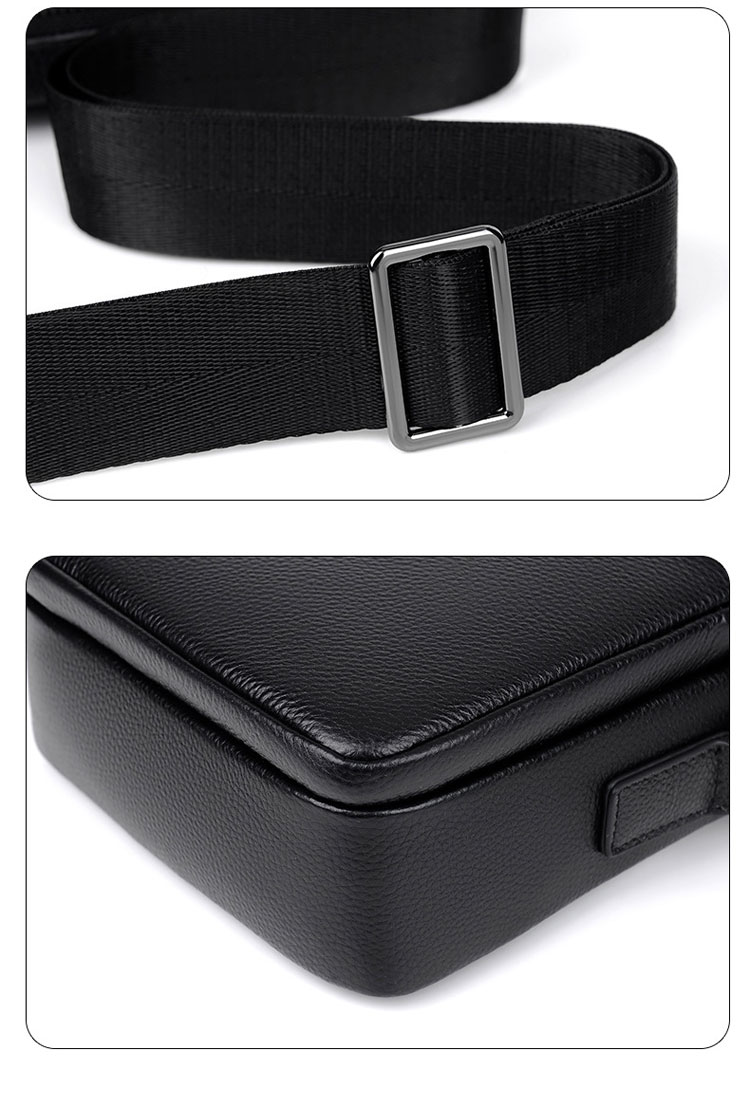 Whatna 天牛革 ショルダーバッグ メンズ メッセンジャーバッグ小さめ ビジネスバッグ ipad9.7収納可縦型 本革 通勤 通学 斜めがけバッグ オシャレ な シンプル な 軽量 実用 自転車 かばん男性用 黒 BND901-11