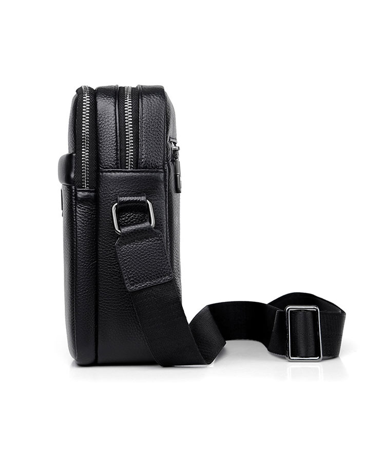 Whatna 天牛革 ショルダーバッグ メンズ メッセンジャーバッグ小さめ ビジネスバッグ ipad9.7収納可縦型 本革 通勤 通学 斜めがけバッグ オシャレ な シンプル な 軽量 実用 自転車 かばん男性用 黒 BND901-2