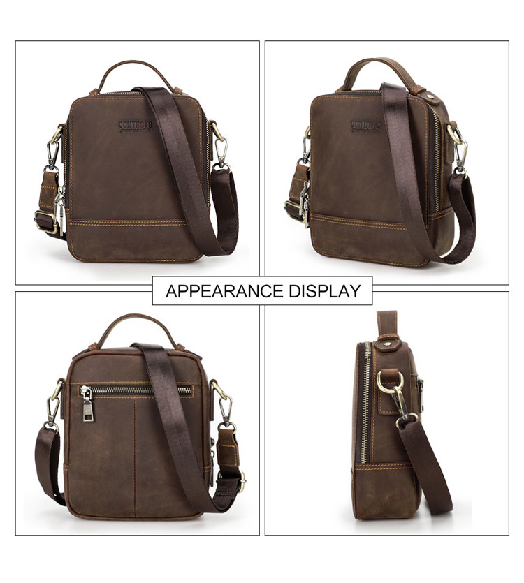 Whatna 天然 牛革 ミニ ショルダーバッグ メンズ ポシェット2way 斜め掛け 手提げバッグ セカンドバッグ 2本入ペンホルダー付 ショルダーベルト付属 4枚カード収納可 通学 通勤 肩掛けミニバッグ プレゼント男性 MB215-2