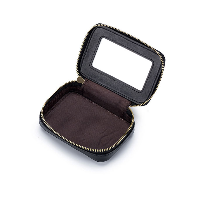 Whatna 天然 厚手 牛革 小銭入れ コインケース  レディース 札入れ カード入れ 化粧ポーチ 口紅ケースミラー付き イヤホン収納ケース 口紅入れ ミニ化粧ポーチ 小物入れ本 革 防 水 お家はもちろん、旅行、出張持ち運び便利な CL-3065-4