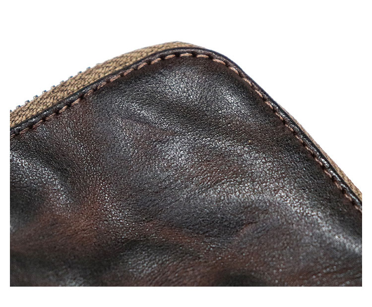 Whatna 鞣し革 牛革 小銭入れ コインケース メンズ レディース 札入れ カード入 L字ファスナー短財布 手のひらサイズ 本革 コンパクト 小さい 薄い 防 水 SG6122-13