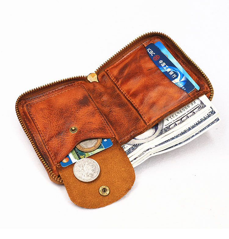 Whatna 鞣し革 牛革 小銭入れ コインケース メンズ レディース 札入れ カード入 短財布 手のひらサイズ キーホルダー付 本革 コンパクト 小さい 薄い 防 水 SG118-8