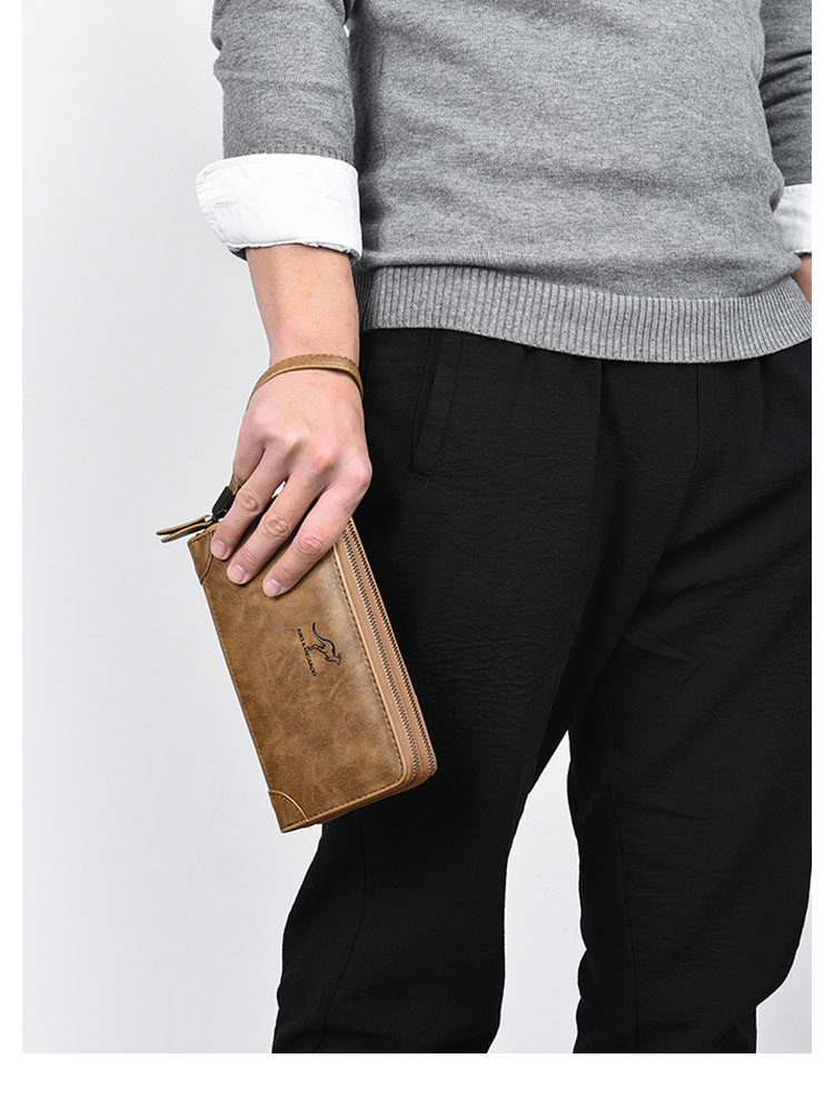 Whatna 革 ミニセカンドバッグ メンズ バッグ 長財布 カード入れ 小銭入れ 札入れ RFID スキミング防止7枚カード収納 2室仕切 小さめ クラッチバッグ 手持ちバッグ メンズ ポーチ 男性用 紳士用 結婚式 冠婚葬祭 バッグ-10