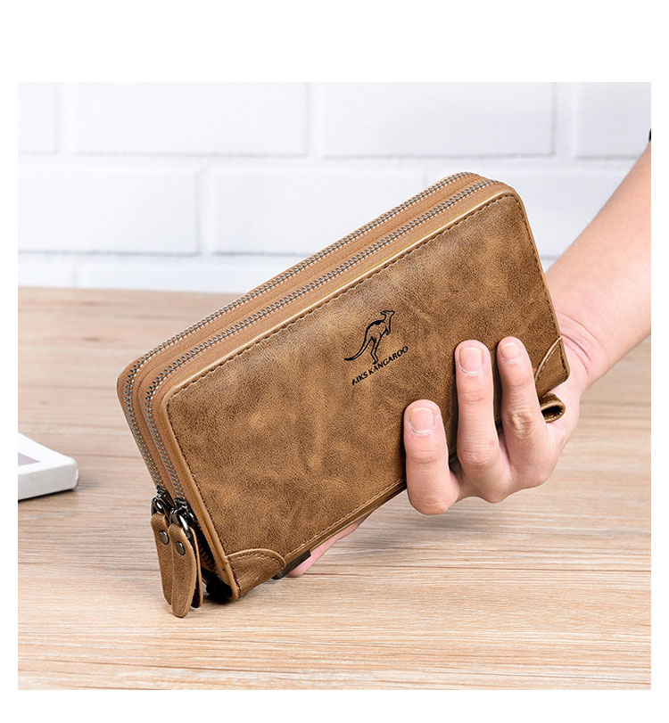 Whatna 革 ミニセカンドバッグ メンズ バッグ 長財布 カード入れ 小銭入れ 札入れ RFID スキミング防止7枚カード収納 2室仕切 小さめ クラッチバッグ 手持ちバッグ メンズ ポーチ 男性用 紳士用 結婚式 冠婚葬祭 バッグ-7