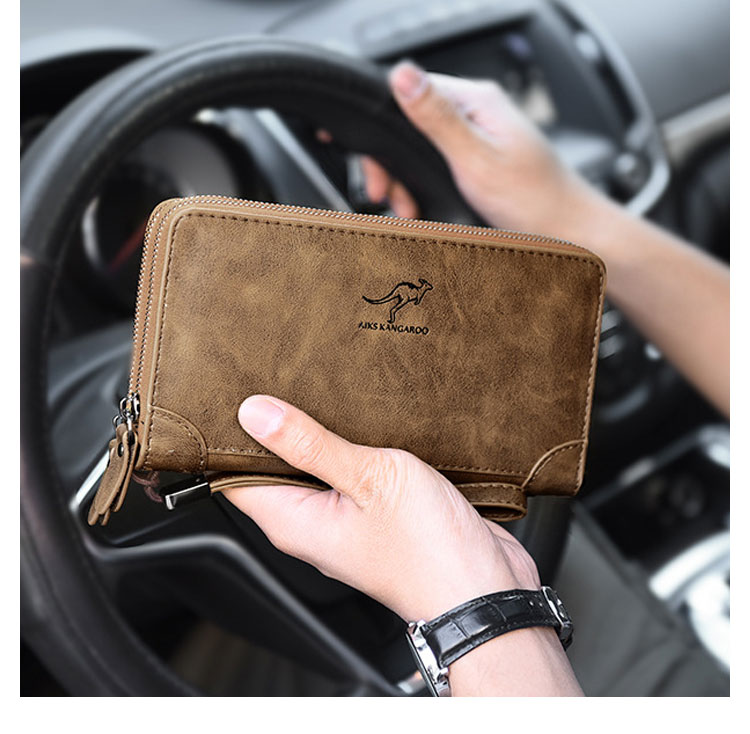 Whatna 革 ミニセカンドバッグ メンズ バッグ 長財布 カード入れ 小銭入れ 札入れ RFID スキミング防止7枚カード収納 2室仕切 小さめ クラッチバッグ 手持ちバッグ メンズ ポーチ 男性用 紳士用 結婚式 冠婚葬祭 バッグ-9