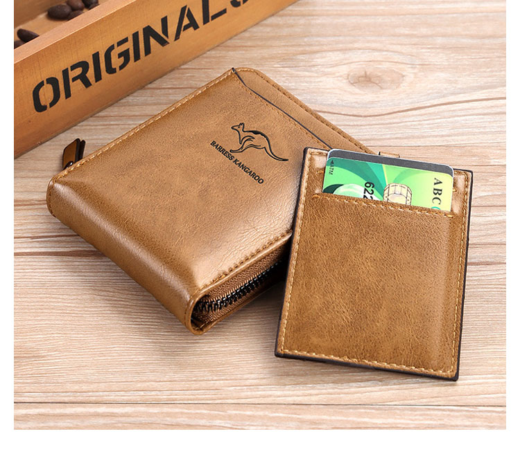 Whatna 革 ミニセカンドバッグ メンズ ポーチ 短財布 カード入れ 小銭入れ 札入れ RFID スキミング防止6枚カード収納手のひらサイズ 小さめ クラッチバッグ 手持ちバッグ 男性用 0177B-6