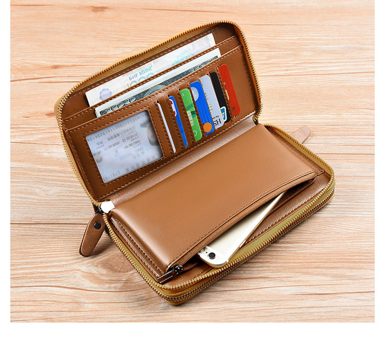 Whatna 革 ミニセカンドバッグ メンズ バッグ 長財布 カード入れ 小銭入れ 札入れ RFID スキミング防止7枚カード収納 2室仕切 小さめ クラッチバッグ 手持ちバッグ メンズ ポーチ 男性用 紳士用 結婚式 冠婚葬祭 バッグ-4