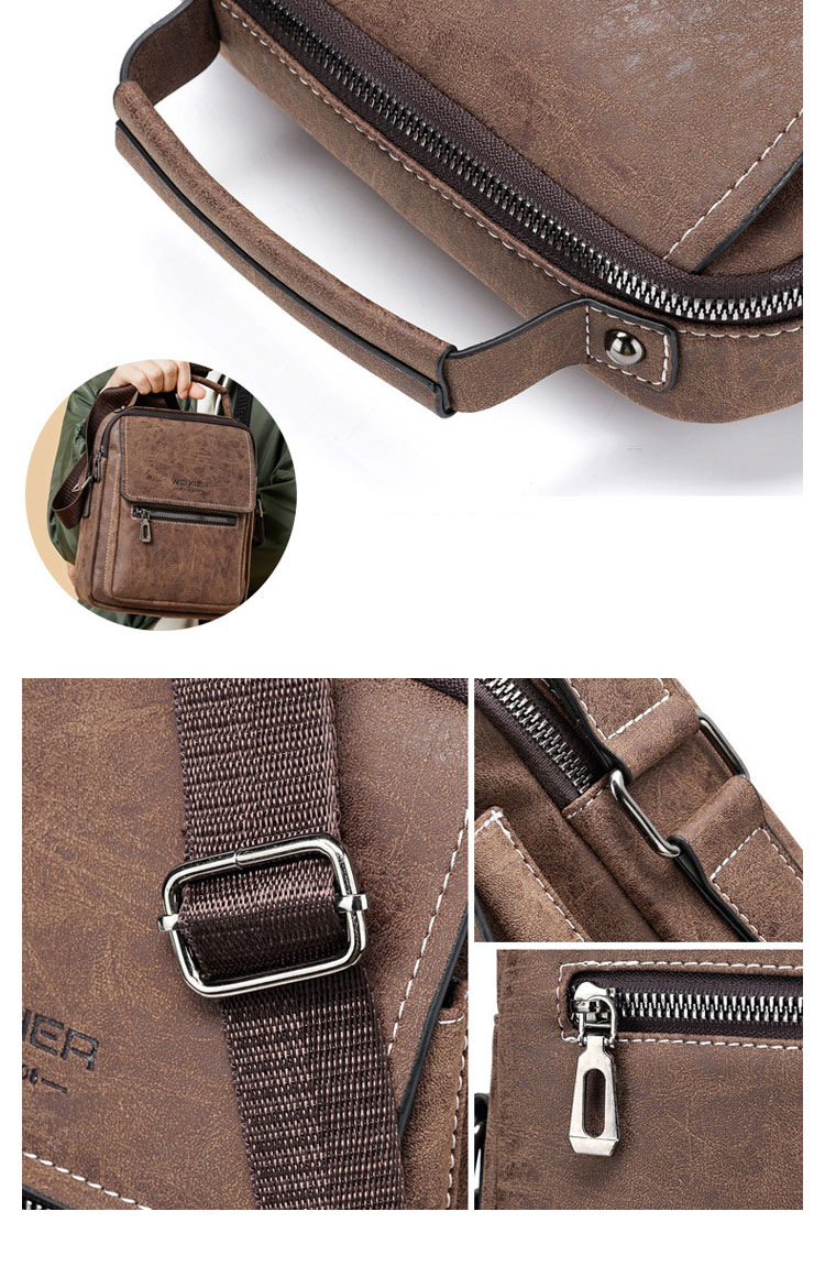 Whatna 革 ショルダーバッグ メンズ 2way 斜め掛け 手提げ バッグ セカンド バッグ 手持ちバッグ Ipad9.7収納可 縦型 小さめ メッセンジャーバッグ 通学 通勤 肩掛け バッグ 自転車かばん プレゼント男性 8686-8