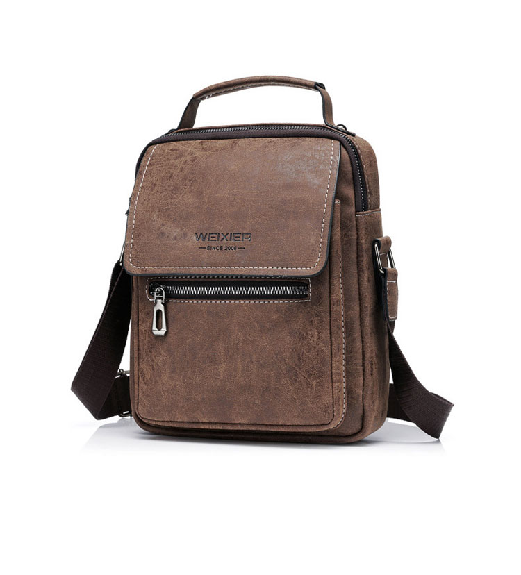 Whatna 革 ショルダーバッグ メンズ 2way 斜め掛け 手提げ バッグ セカンド バッグ 手持ちバッグ Ipad9.7収納可 縦型 小さめ メッセンジャーバッグ 通学 通勤 肩掛け バッグ 自転車かばん プレゼント男性 8686-2