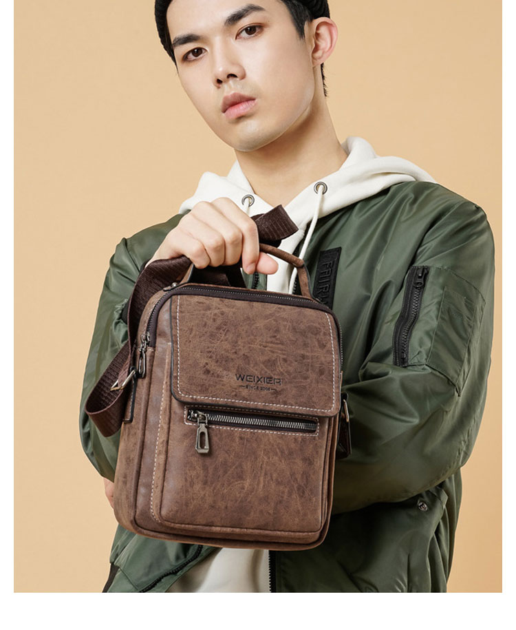 Whatna 革 ショルダーバッグ メンズ 2way 斜め掛け 手提げ バッグ セカンド バッグ 手持ちバッグ Ipad9.7収納可 縦型 小さめ メッセンジャーバッグ 通学 通勤 肩掛け バッグ 自転車かばん プレゼント男性 8686-10