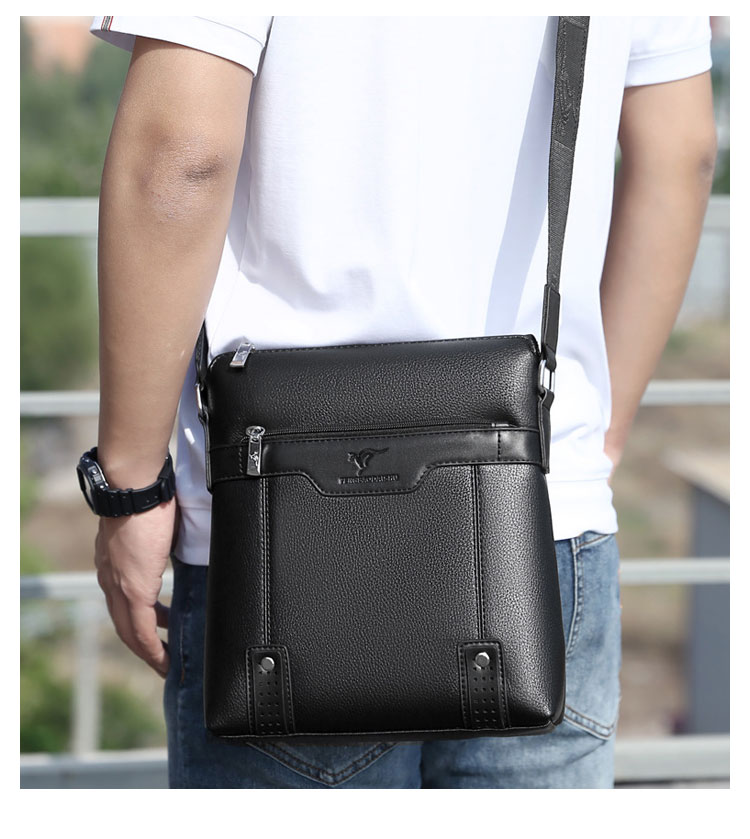 Whatna 厚手 レザー ショルダーバッグ メンズ メッセンジャーバッグ 革 縦型 小さめビジネスバッグ ipad9.7収納可 通勤 通学 斜めがけバッグ オシャレ な シンプル な 軽量 実用 自転車 かばん男性用8820#-10