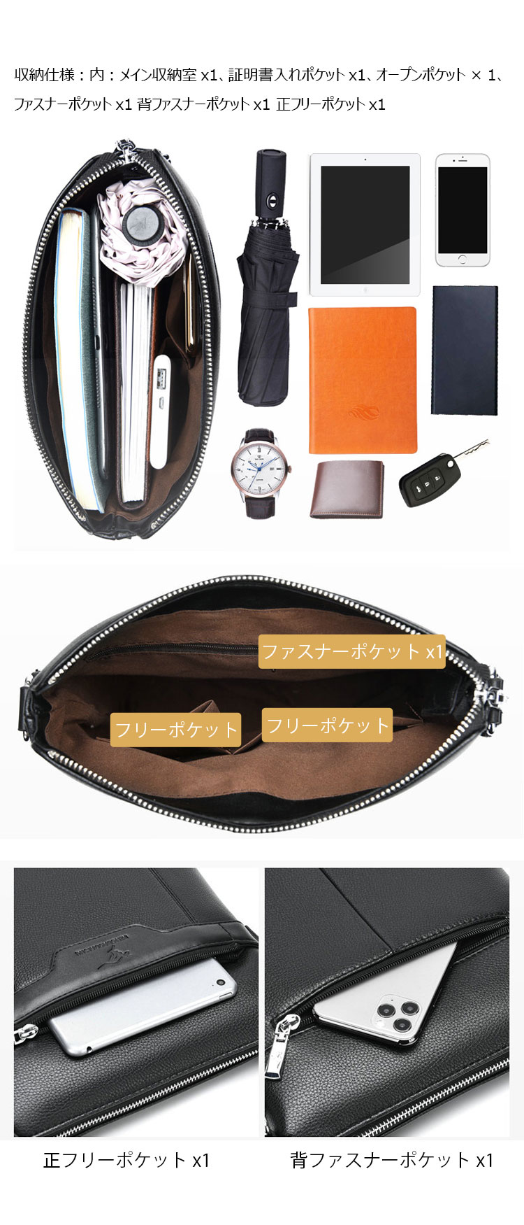 Whatna 厚手 レザー ショルダーバッグ メンズ メッセンジャーバッグ 革 縦型 小さめビジネスバッグ ipad9.7収納可 通勤 通学 斜めがけバッグ オシャレ な シンプル な 軽量 実用 自転車 かばん男性用8820#-6