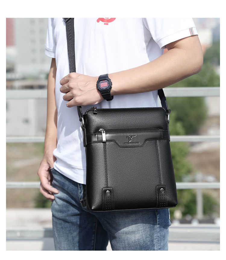 Whatna 厚手 レザー ショルダーバッグ メンズ メッセンジャーバッグ 革 縦型 小さめビジネスバッグ ipad9.7収納可 通勤 通学 斜めがけバッグ オシャレ な シンプル な 軽量 実用 自転車 かばん男性用8820#-9