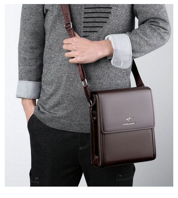 Whatna 革 フラップ ショルダーバッグ メンズ 3室仕切 盗難防止 ipad 10.5 収納可 縦型 メンズ ビジネスかばん斜めがけ 小さめメッセンジャーバッグ 斜め掛け通学通勤バッグ 肩掛けバッグ 紳士用 男性用8819#-10