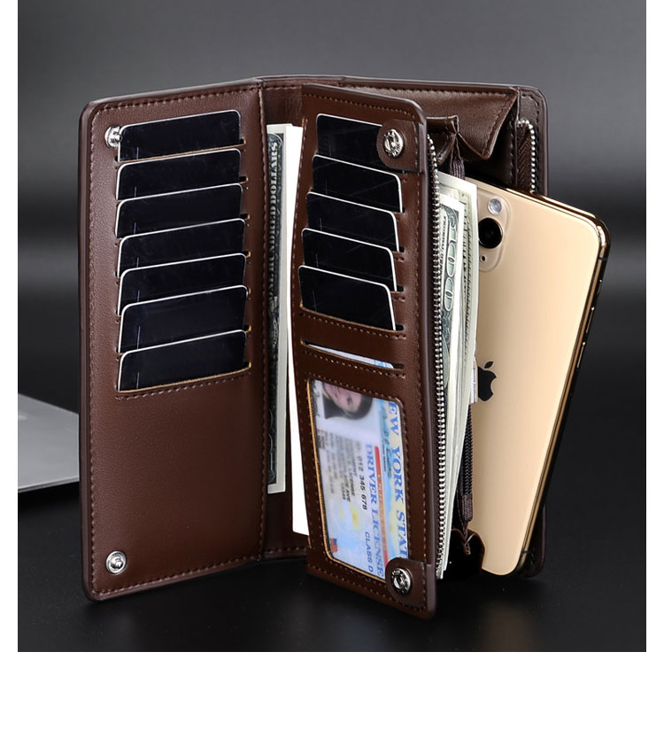 Whatna 革 ミニセカンドバッグ メンズ ポーチ バッグ 長財布 札入れ カード入れ13枚カード収納 小さめ クラッチバッグ 手持ちバッグ 男性用 紳士用 結婚式 冠婚葬祭 バッグ 545#-2