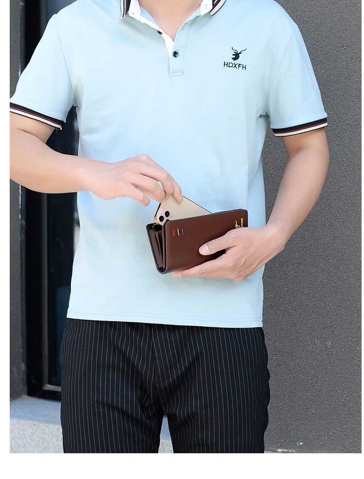 Whatna 革 ミニセカンドバッグ メンズ ポーチ バッグ 長財布 札入れ カード入れ13枚カード収納 小さめ クラッチバッグ 手持ちバッグ 男性用 紳士用 結婚式 冠婚葬祭 バッグ 545#-6