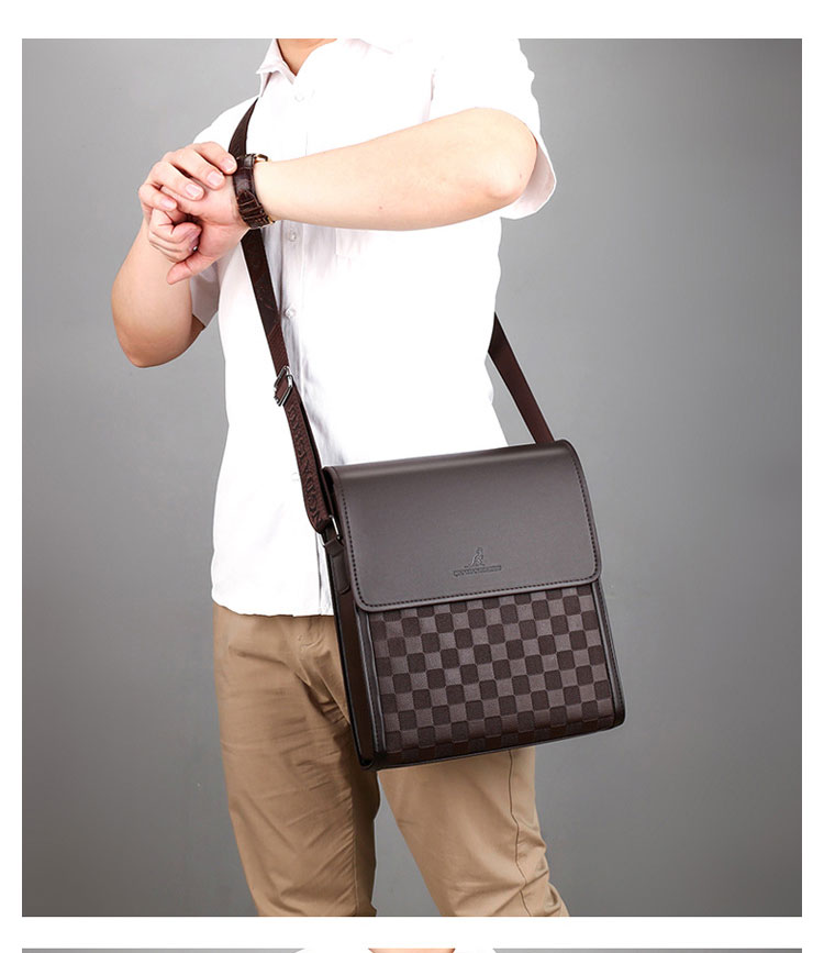 Whatna 厚手 レザー ショルダーバッグ メンズ メッセンジャーバッグ 革 縦型 小さめビジネスバッグ ipad9.7収納可 通勤 通学 斜めがけバッグ オシャレ な シンプル な 軽量 実用 自転車 かばん男性用w819-8