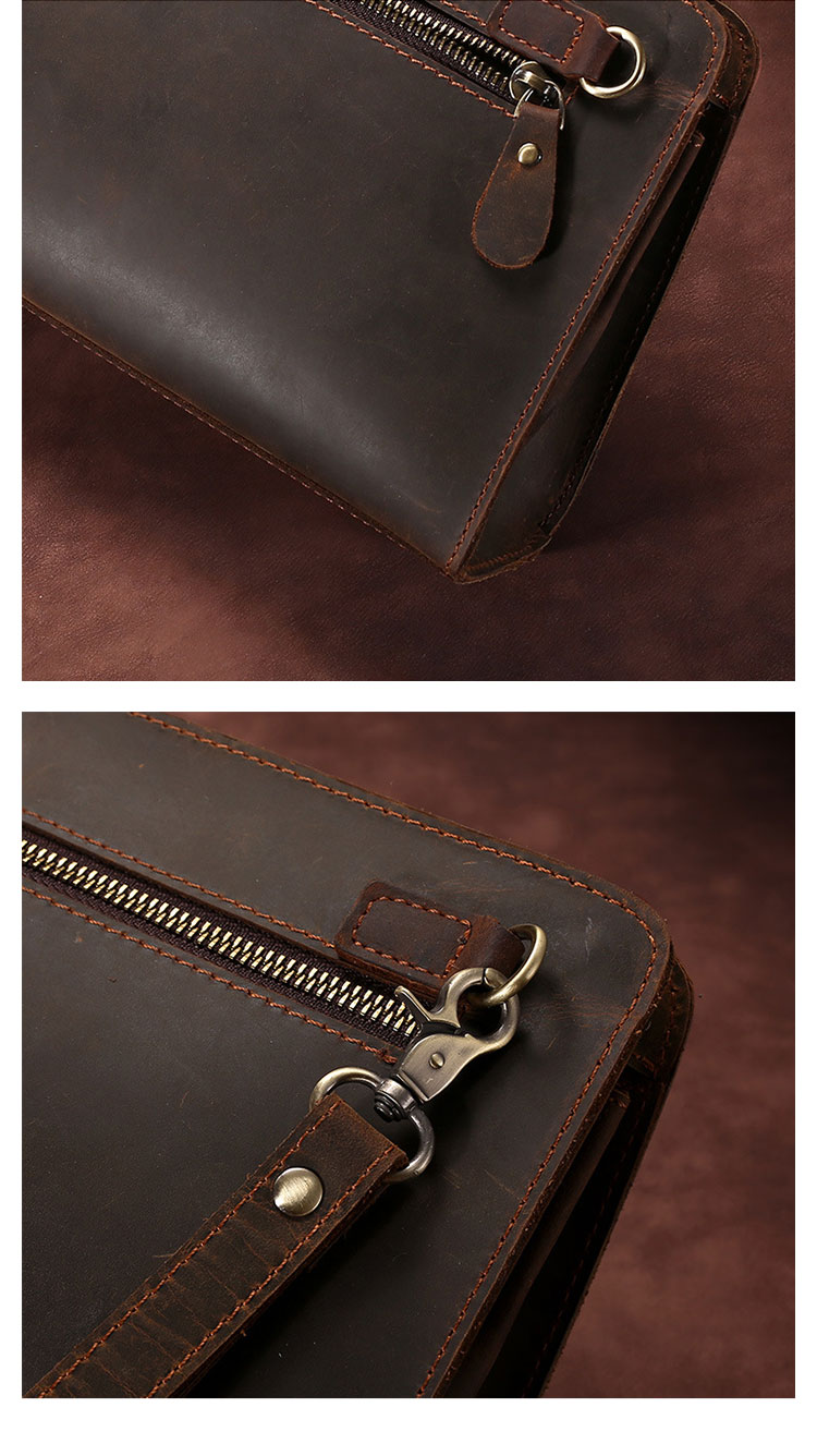 Whatna 天然 牛革 セカンドバッグ メンズ バッグ クラッチ バッグ 小さい 3室仕切 厚手 本 革 レザー 結婚式 バッグ フォーマル ビジネス 冠婚葬祭 バッグ 男性用 紳士用 ブラウンTP-6023-7