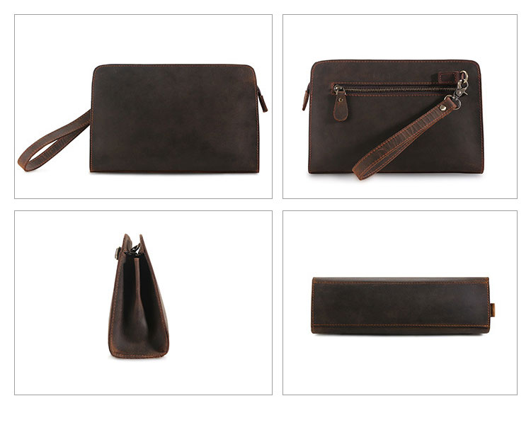 Whatna 天然 牛革 セカンドバッグ メンズ バッグ クラッチ バッグ 小さい 3室仕切 厚手 本 革 レザー 結婚式 バッグ フォーマル ビジネス 冠婚葬祭 バッグ 男性用 紳士用 ブラウンTP-6023-1