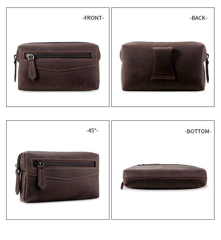 Whatna 天然 牛革 ミニセカンド バッグ メンズ 2wayミニバッグ 小さ ウェストポーチ ベルトポーチ 登山ポーチ 小銭入れ 厚手 レザー 本 革 クラッチ 手持ち バッグ ビジネス カジュアル フォーマル 冠婚葬祭 結婚式 バッグ 紳士用 男性用-1