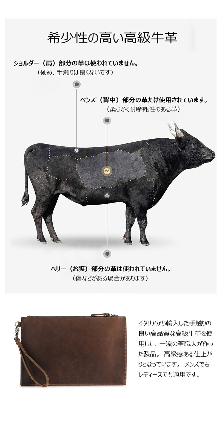 Whatna 2way 天然 牛革 セカンドバッグ メンズ クラッチ バッグ 手持ちバッグ 小銭入 お札入れ カード6枚収納 本 革 A4 ipad10.5収納可 ビジネス カジュアル フォーマル 冠婚葬祭 結婚式 二次会 披露宴バッグ 紳士用 男性用-9