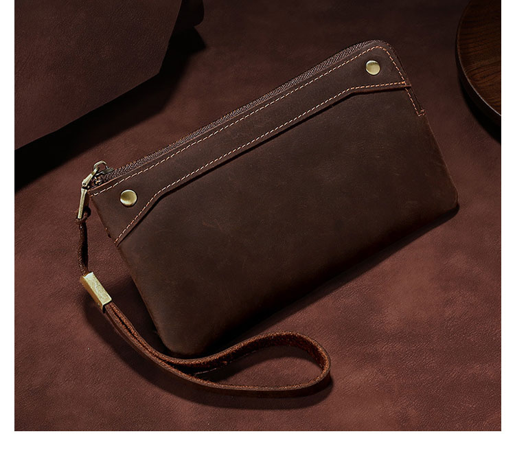 Whatna 天然 牛革 ミニセカンド バッグ メンズ ハンドストラップ付 ミニバッグ キーケース 6連 財布 小銭入れ お札入れ カード入れ 厚手 レザー 本 革 ミニクラッチ 手持ちバッグ-2