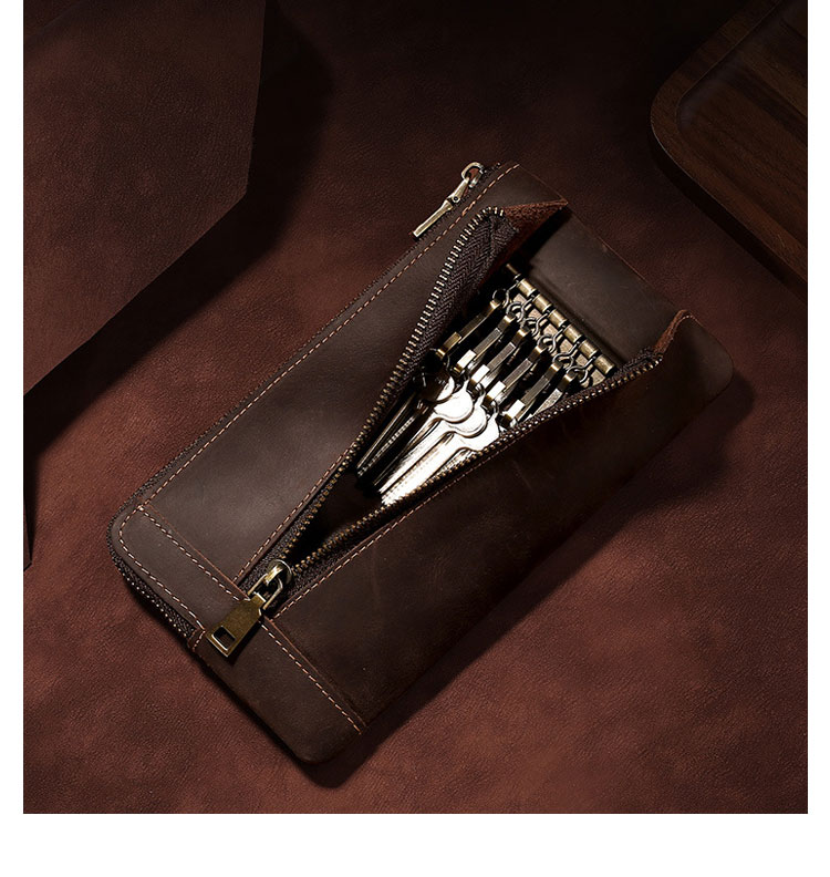 Whatna 天然 牛革 ミニセカンド バッグ メンズ ハンドストラップ付 ミニバッグ キーケース 6連 財布 小銭入れ お札入れ カード入れ 厚手 レザー 本 革 ミニクラッチ 手持ちバッグ-6