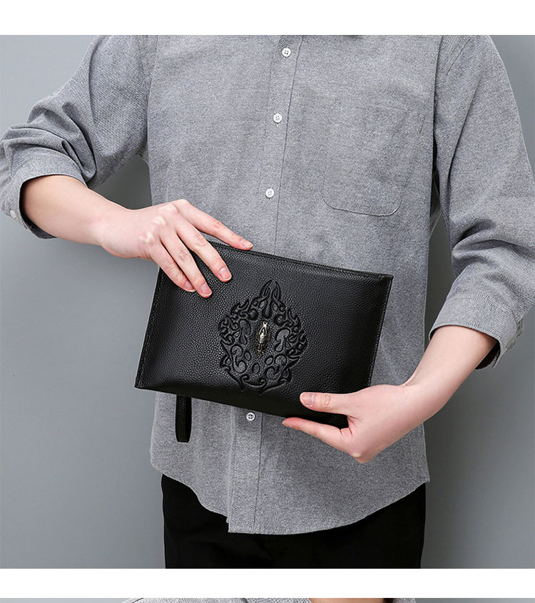 Whatna 2way 牛革 セカンドバッグ メンズ クラッチ バッグ 手持ちバッグ 小銭入 お札入れ カード6枚収納 本革B5 ipad9.7収納可 ビジネス カジュアル フォーマル 冠婚葬祭 結婚式 二次会 披露宴バッグ 紳士用 男性用 黑-5