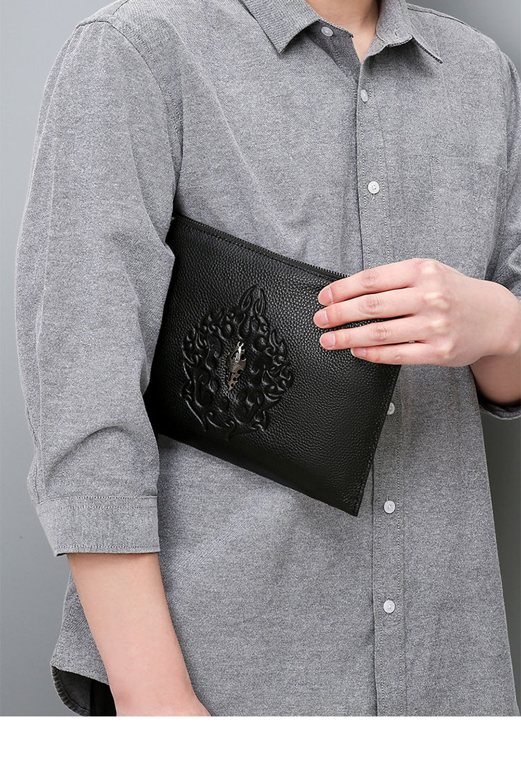 Whatna 2way 牛革 セカンドバッグ メンズ クラッチ バッグ 手持ちバッグ 小銭入 お札入れ カード6枚収納 本革B5 ipad9.7収納可 ビジネス カジュアル フォーマル 冠婚葬祭 結婚式 二次会 披露宴バッグ 紳士用 男性用 黑-6