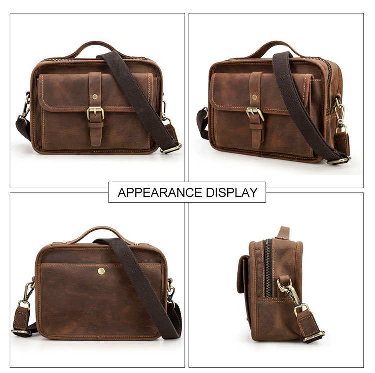 Whatna 天然 厚手 牛革 ミニ ショルダーバッグ メンズ 3way 斜め掛け 手提げ バッグ クラッチ 肩掛けバッグ 本 革 ショルダーベルト付6枚カード Ipad Mini収納可 横型 カジュアル フォーマル ビジネス 通学 通勤 自転車かばん プレゼント男性-1