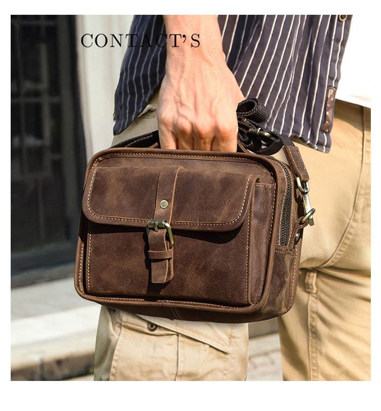 Whatna 天然 厚手 牛革 ミニ ショルダーバッグ メンズ 3way 斜め掛け 手提げ バッグ クラッチ 肩掛けバッグ 本 革 ショルダーベルト付6枚カード Ipad Mini収納可 横型 カジュアル フォーマル ビジネス 通学 通勤 自転車かばん プレゼント男性-9