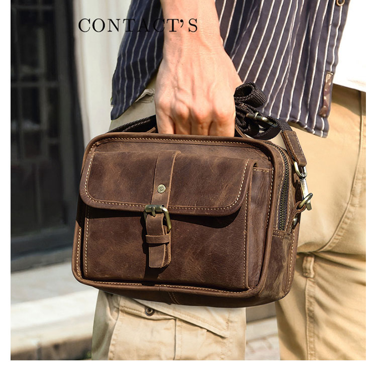 Whatna 天然 厚手 牛革  ショルダーバッグ メンズ 3way 斜め掛け 手提げ バッグ クラッチ 肩掛けバッグ 鞣し革 本 革2本入ペンホルダー付 2室仕切 Ipad 9.7収納可 横型 カジュアル フォーマル ビジネス 通学 通勤 自転車かばん プレゼント男性-8