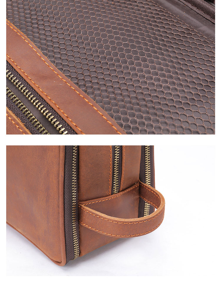 Whatna 厚手 天然 牛革 ミニセカンド バッグ メンズ 手提げバッグ クラッチ バッグ 小さ 化粧かば ボックス型 3室仕切 ダブルファスナー 手持ちバッグ ハンドバッグ 本革 フォーマル 冠婚葬祭 結婚式 バッグ紳士用 男性用-8