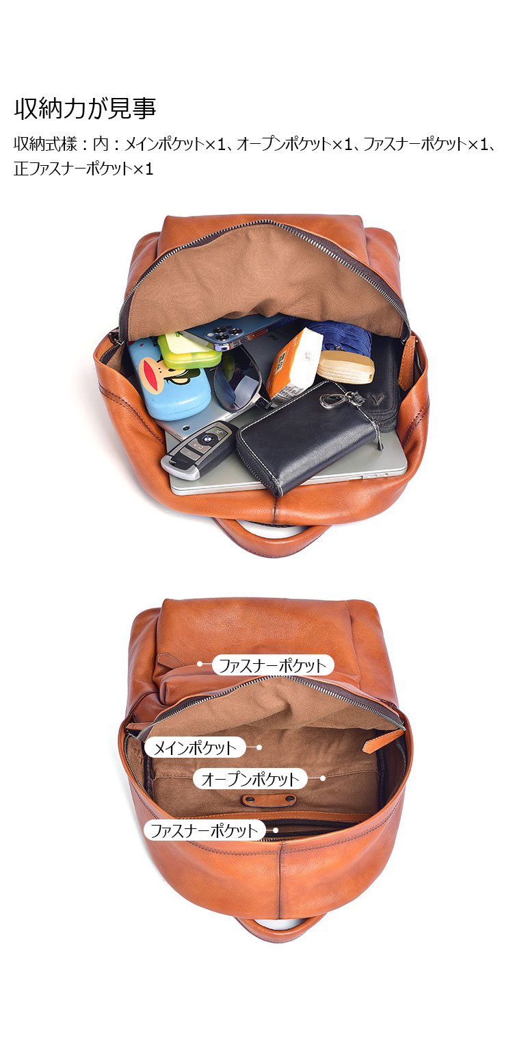 Whatna アンティーク風合い鞣し天 然 牛革ビジネスバッグメンズバッグ 手提げ・リュックの2WAY厚 手 本革 レザー A4 14インチpc収納可 旅行 出張用 通勤 通学 就活 面接 バッグ かばん 男性用 ブラウン16018-7