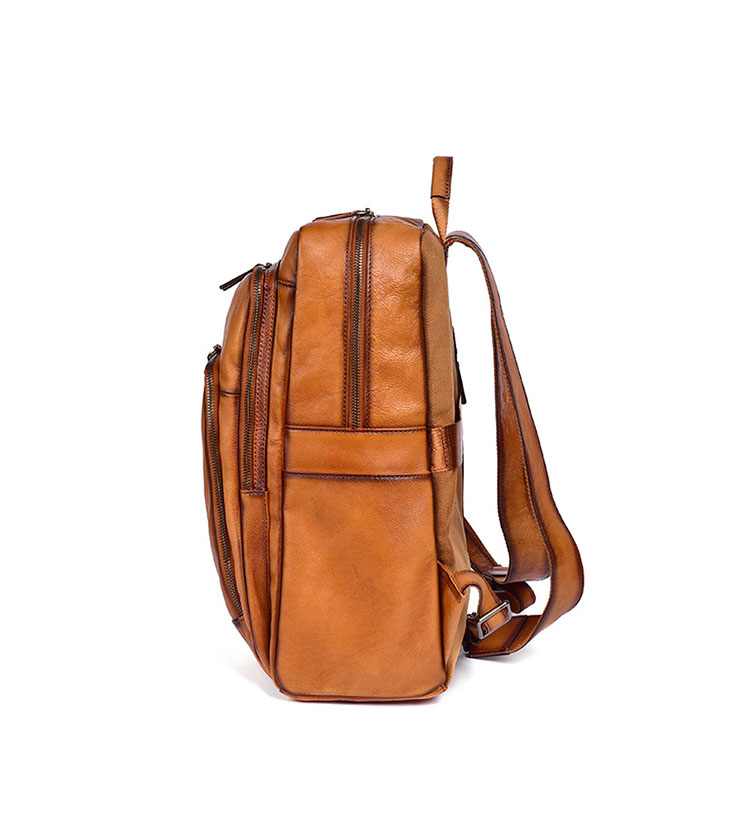 Whatna アンティーク風合い鞣し天 然 牛革 ビジネスバッグ メンズバッグ 手提げバッグ・リュックバッグの2WAY厚 手 本革16インチpc収納可 ダブルファスナー 旅行 出張用 通勤 通学 就活 面接 バッグ かばん 男性用 16022-3