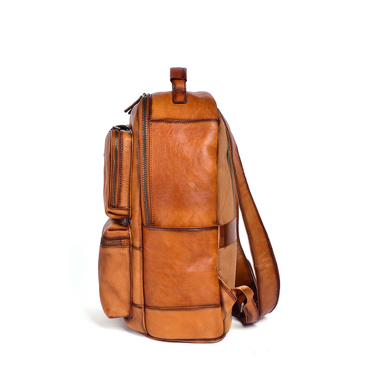 Whatna アンティーク風合い鞣し天 然 牛革 ビジネスバッグ メンズバッグ 手提げバッグ・リュックバッグの2WAY厚 手 本革16インチpc収納可 ダブルファスナー 旅行 出張用 通勤 通学 就活 面接 バッグ かばん 男性用 16021-4