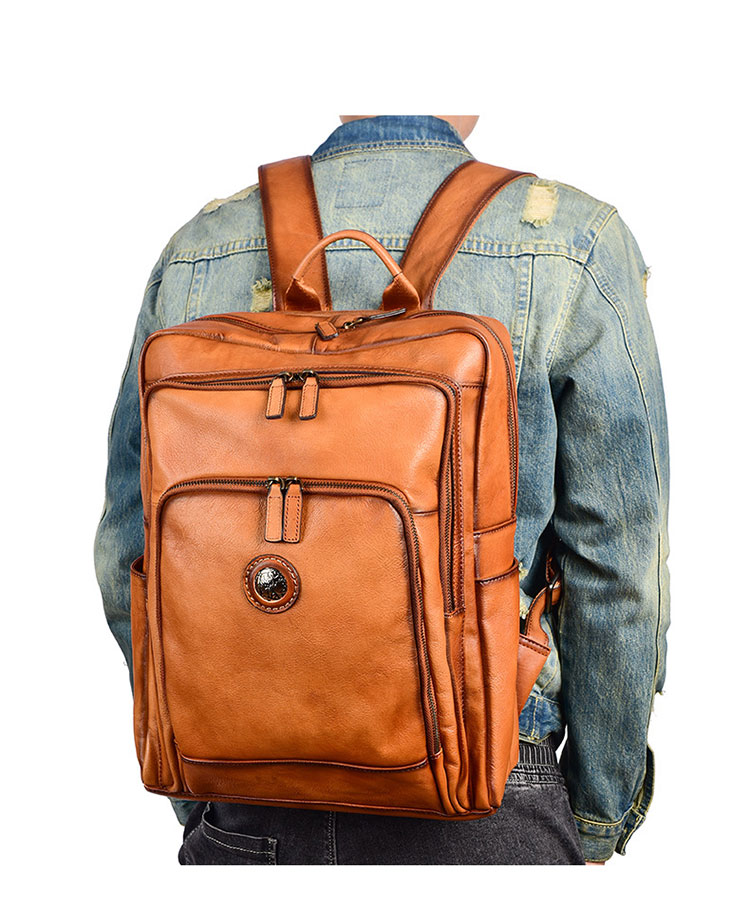 Whatna アンティーク風合い鞣し天 然 牛革 ビジネスバッグ メンズバッグ 手提げバッグ・リュックバッグの2WAY厚 手 本革16インチpc収納可 ダブルファスナー 旅行 出張用 通勤 通学 就活 面接 バッグ かばん 男性用 16022-7