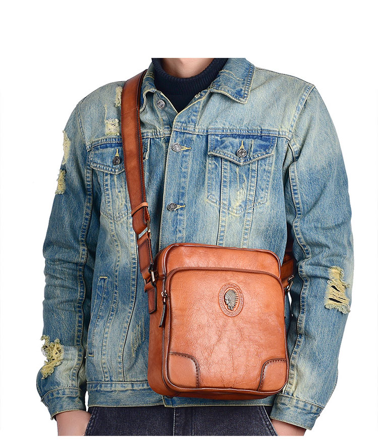 Whatna アンティーク風合い鞣し天 然 牛革ショルダーバッグ メンズ メッセンジャーバッグ 縦型 小さめ ビジネスバッグ B5 ipad9.7収納可 横 型 本革通勤 通学 斜めがけバッグ 自転車 かばん男性用-7