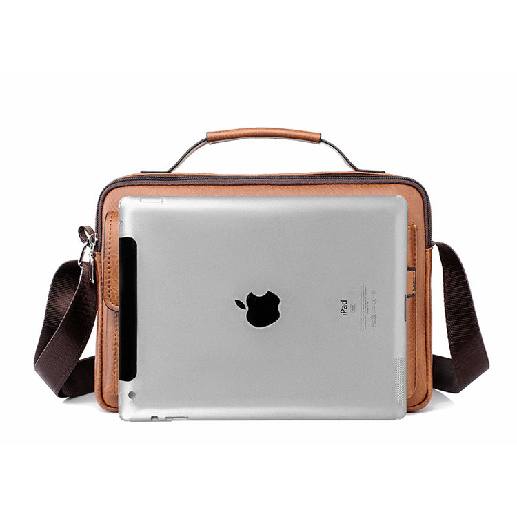 Whatna 革 ショルダーバッグ メンズ 2way 斜め掛け 手提げバッグ 手持げバッグ セカンドバッグ イヤホン穴付 キーリング付 Ipad 10.5収納可 横型 カジュアル フォーマル ビジネス 通学 通勤 肩掛けバッグ 自転車かばん プレゼント男性D234-1