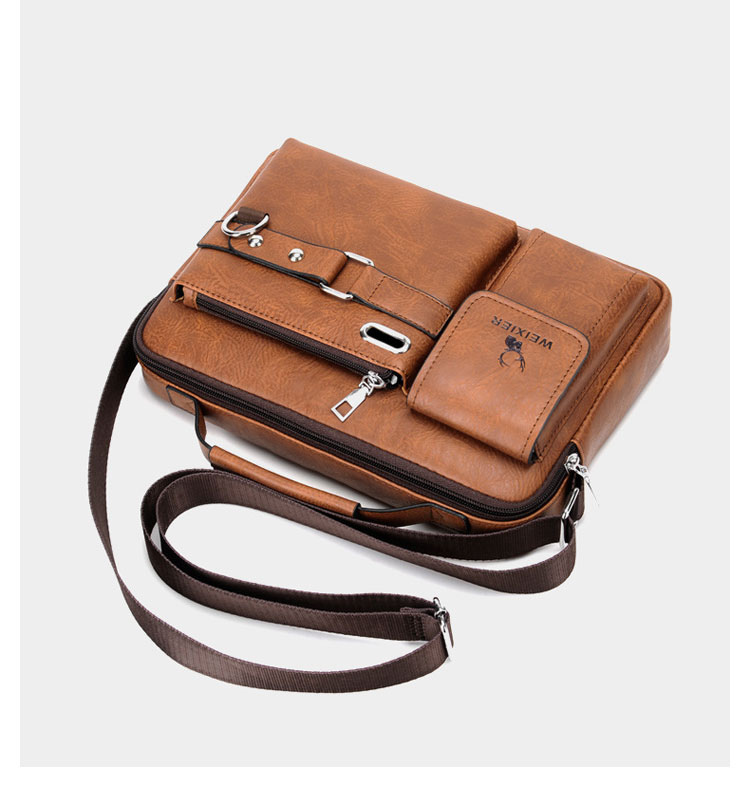 Whatna 革 ショルダーバッグ メンズ 2way 斜め掛け 手提げバッグ 手持げバッグ セカンドバッグ イヤホン穴付 キーリング付 Ipad 10.5収納可 横型 カジュアル フォーマル ビジネス 通学 通勤 肩掛けバッグ 自転車かばん プレゼント男性D234-4