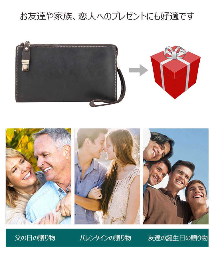 Whatna 厚手 天然 牛革 ミニセカンド バッグ メンズ 手 クラッチ バッグ 小さ札入れ 小銭入 れカード入れ カード6枚収納可 3室仕切  手持ちバッグ ハンドバッグ 本革 フォーマル 冠婚葬祭 結婚式 バッグ紳士用 男性用 6052-9