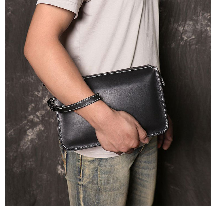 Whatna 2way 天然牛革 セカンドバッグ メンズ クラッチ バッグ 手持ちバッグ 小銭入 お札入れ カード6枚収納 本 革ipadmini収納可 ビジネス カジュアル フォーマル 冠婚葬祭 結婚式 二次会 披露宴バッグ 紳士用 男性用黒-10