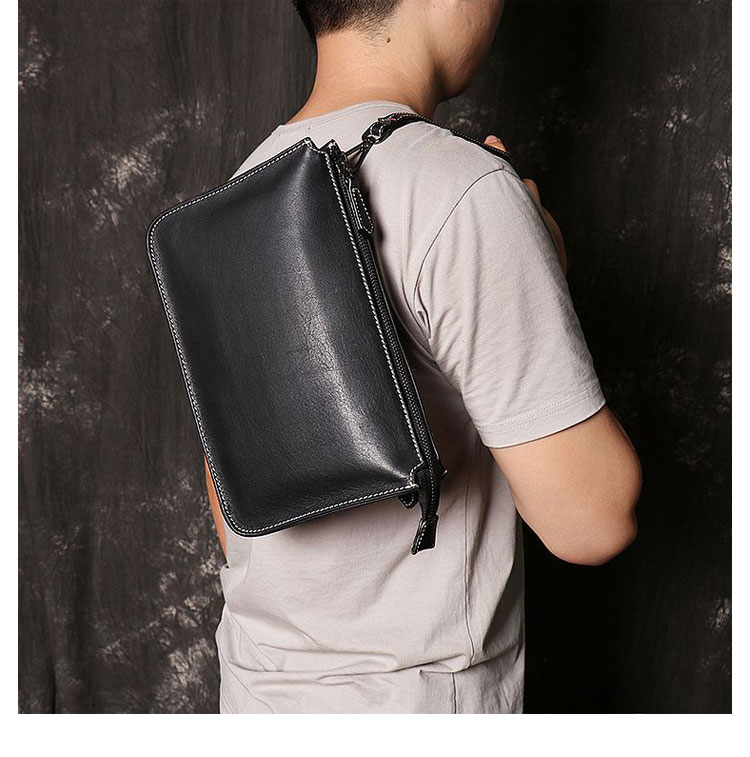 Whatna 2way 天然牛革 セカンドバッグ メンズ クラッチ バッグ 手持ちバッグ 小銭入 お札入れ カード6枚収納 本 革ipadmini収納可 ビジネス カジュアル フォーマル 冠婚葬祭 結婚式 二次会 披露宴バッグ 紳士用 男性用黒-11