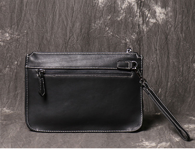 Whatna 2way 天然牛革 セカンドバッグ メンズ クラッチ バッグ 手持ちバッグ 小銭入 お札入れ カード6枚収納 本 革ipadmini収納可 ビジネス カジュアル フォーマル 冠婚葬祭 結婚式 二次会 披露宴バッグ 紳士用 男性用黒-2