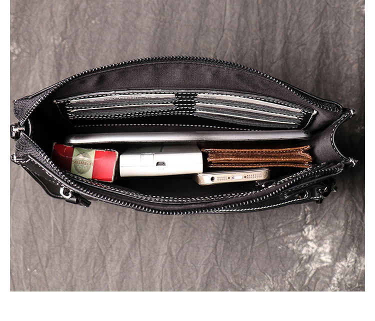 Whatna 2way 天然牛革 セカンドバッグ メンズ クラッチ バッグ 手持ちバッグ 小銭入 お札入れ カード6枚収納 本 革ipadmini収納可 ビジネス カジュアル フォーマル 冠婚葬祭 結婚式 二次会 披露宴バッグ 紳士用 男性用黒-7