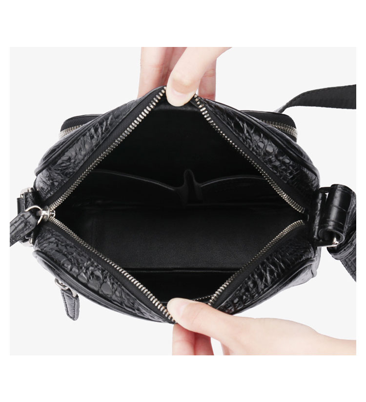 Whatna ワニ革 本革 ショルダーバッグ メンズ メッセンジャーバッグ 縦型 小さめ ビジネスバッグ 9.7インチipad収納可 クロコダイル革 本皮 通勤 通学 斜めがけバッグ かばん男性用 ブラウン 黒（1121）-6