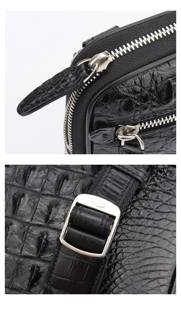 Whatna ワニ革 本革 ショルダーバッグ メンズ メッセンジャーバッグ 縦型 小さめ ビジネスバッグ 9.7インチipad収納可 クロコダイル革 本皮 通勤 通学 斜めがけバッグ かばん男性用 ブラウン 黒（1121）-9