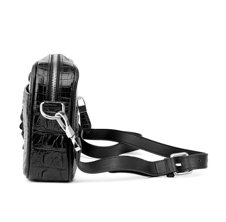 Whatna ワニ革 本革 セカンド バッグ メンズ 3way クラッチ ショルダーバッグ 肩掛けバッグ 小さい ショルダーベルト付 クロコダイル革 本皮カード6枚収納 可 結婚式 バッグ ビジネス フォーマル 冠婚葬祭 バッグ紳士用 男性用 黒 4006-11-3