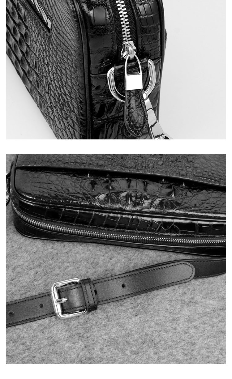 Whatna ワニ革 本革 セカンド バッグ メンズ 3way クラッチ ショルダーバッグ 肩掛けバッグ 小さい ショルダーベルト付 クロコダイル革 本皮カード6枚収納 可 結婚式 バッグ ビジネス フォーマル 冠婚葬祭 バッグ紳士用 男性用 黒 4006-11-9