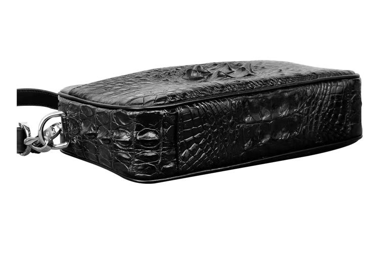 Whatna ワニ革 本革 セカンド バッグ メンズ 3way クラッチ ショルダーバッグ 肩掛けバッグ 小さい ショルダーベルト付 クロコダイル革 本皮カード6枚収納 可 結婚式 バッグ ビジネス フォーマル 冠婚葬祭 バッグ紳士用 男性用 黒 4006-11-4